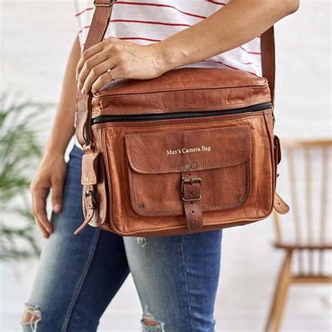 personalized leather camera bag